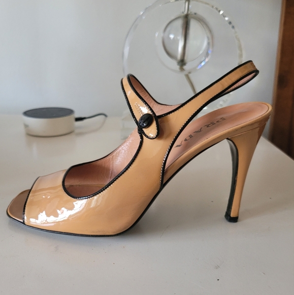 PRADA Peep Toe Leather Slingback Sandals - Picture 6 of 14